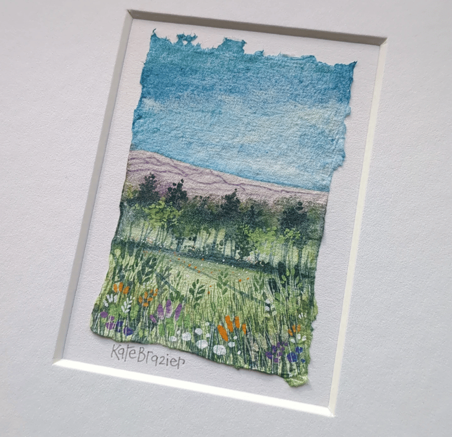 Miniature Spring Flower Meadow - Original miniature. A5 Mounted