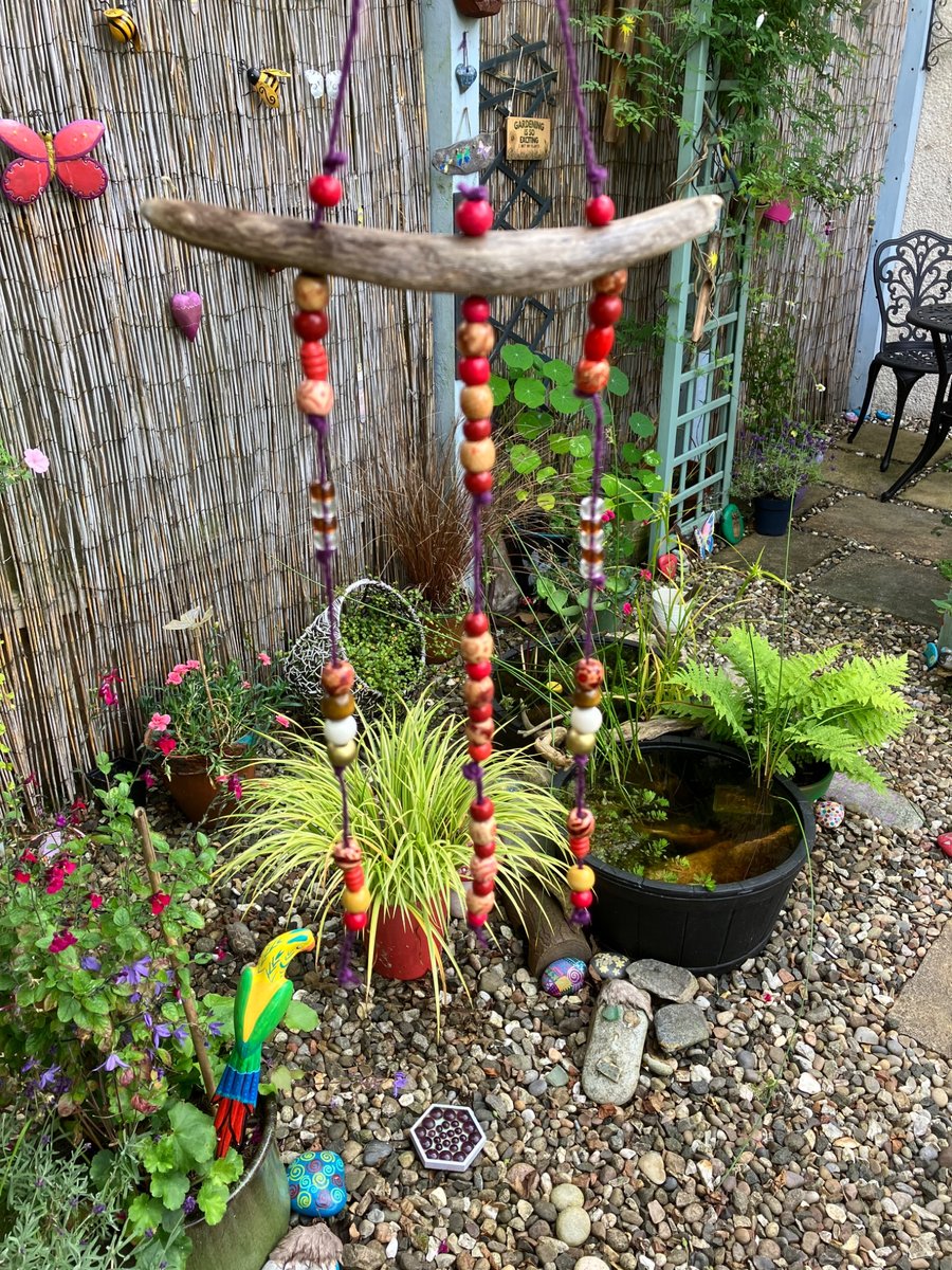 Pretty driftwood and beaded mobile