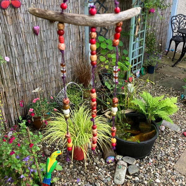 Pretty driftwood and beaded mobile