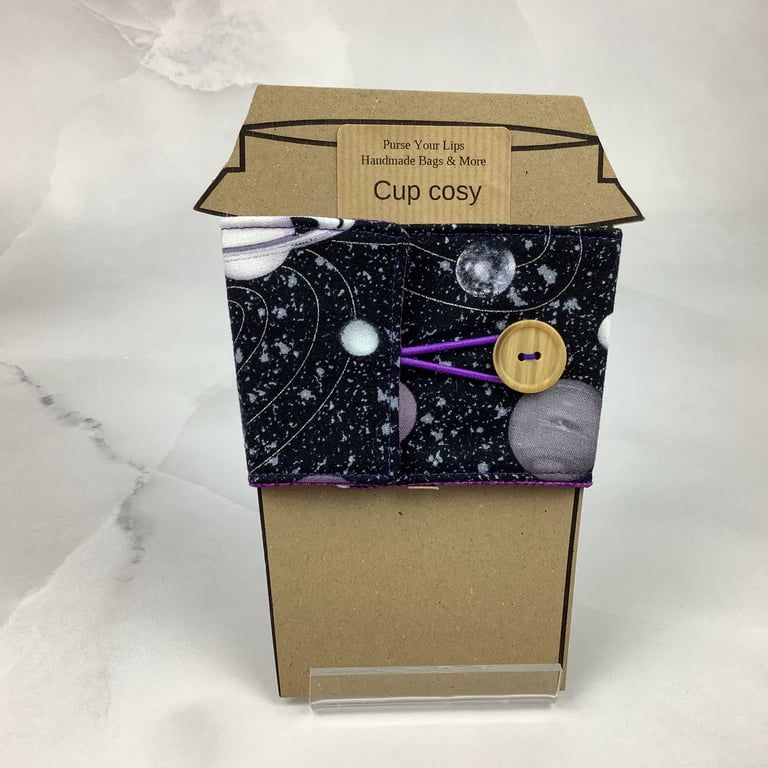 Planets cup cosy, Space cup cozy, Mug sleeve, Handmade