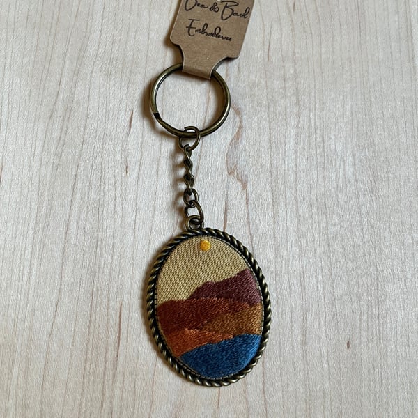Seascape Embroidery Keyring