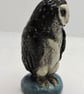 Miniature ceramic sooty owl sculpture  - Image 1