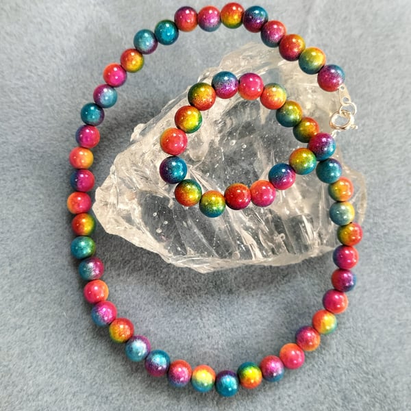 Rainbow miracle beaded necklace