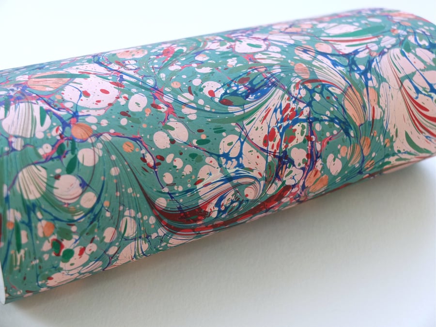 A4 Marbled paper sheet double marbled drawn stone pattern 