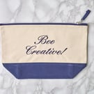 Empowering Embroidered Cotton Canvas Travel Wash Toiletries Make Up Bag