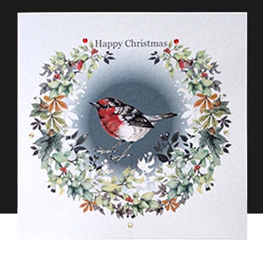 A Luxury Christmas Robin Garland – Handmade Card 