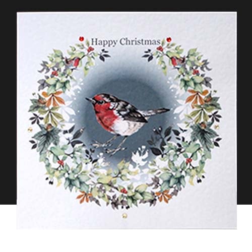 A Luxury Christmas Robin Garland – Handmade Card 