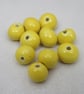 10 Small Lemon Yellow Glazed Clay Beads - Image 4