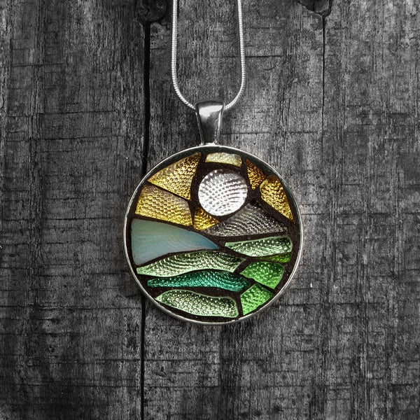 'Dartmoor Morning' - Stained Glass Mosaic Pendant