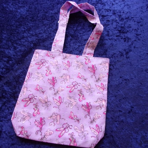 Fabric Bag with Ballet Shoes