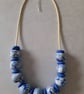 POLYMER CLAY BLUE MARBLE NECKLACE - FREE UK SHIPPING - Image 1