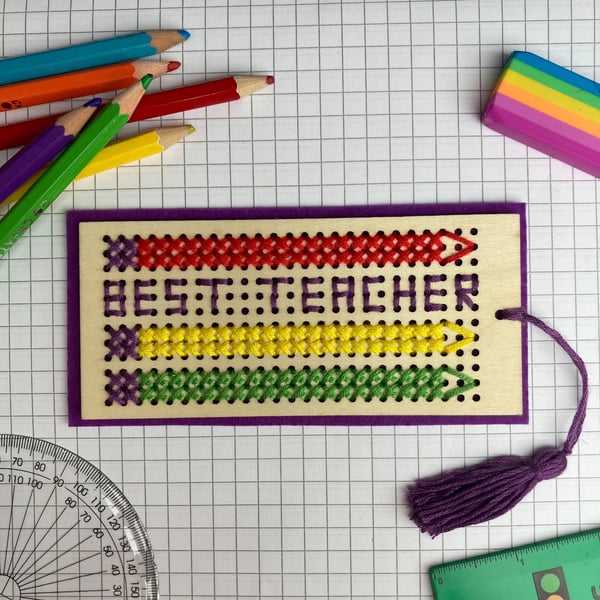 Cross Stitch Best Teacher Bookmark Kit - Thoughtful Teacher Gift