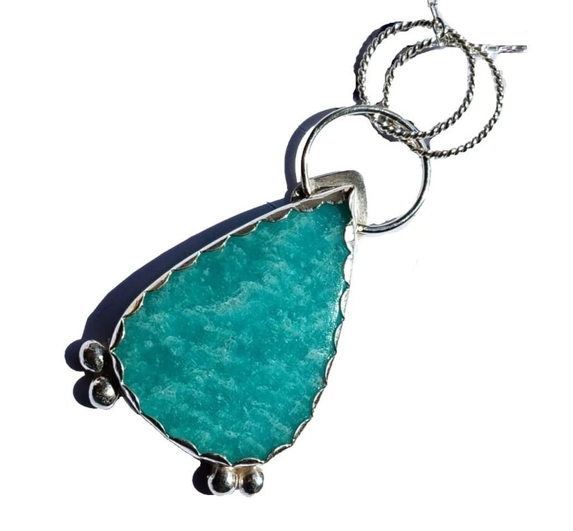 Amazonite Necklace Fine & Sterling Silver Jewellery Gift Teardrop Pendant
