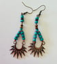 Turquoise and bronze sunburst dangle earrings  - Image 5