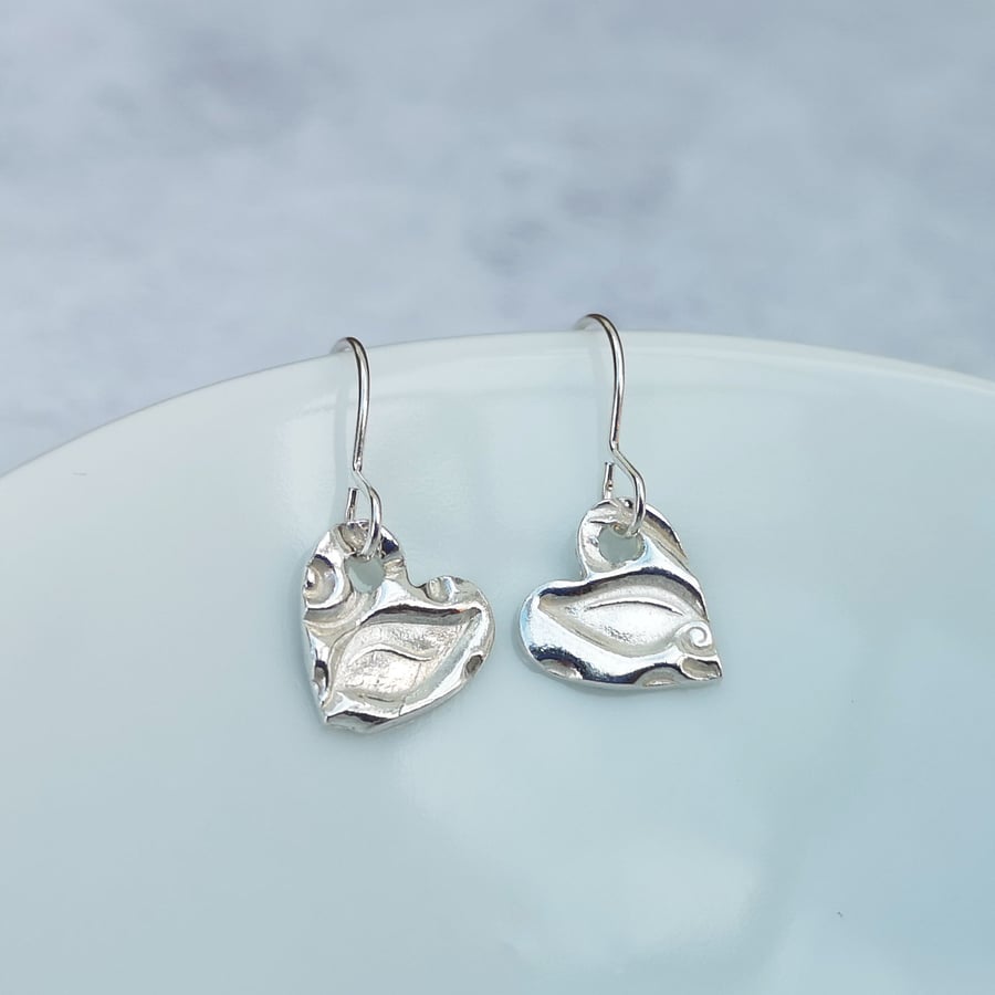 SALE - Fine Silver Small Heart Earrings - SILV008
