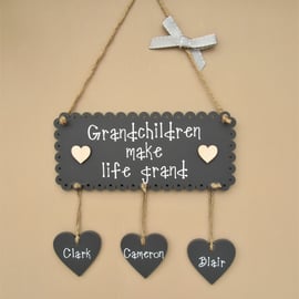 Personalised Grandchildren Sign "Grandchildren make life grand" Christmas gift