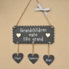 Personalised Grandchildren Sign "Grandchildren make life grand" Christmas gift