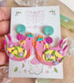 Funky Rainbow Chicken Polymer Clay earrings - Image 4