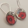 Poppy enamelled earrings