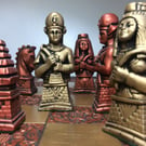 Egyptian Chess Set - Antique Copper and Gold Metallic Effect - Chess pieces only