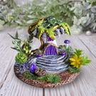 Miniature Mushroom Fairy House - Wisteria