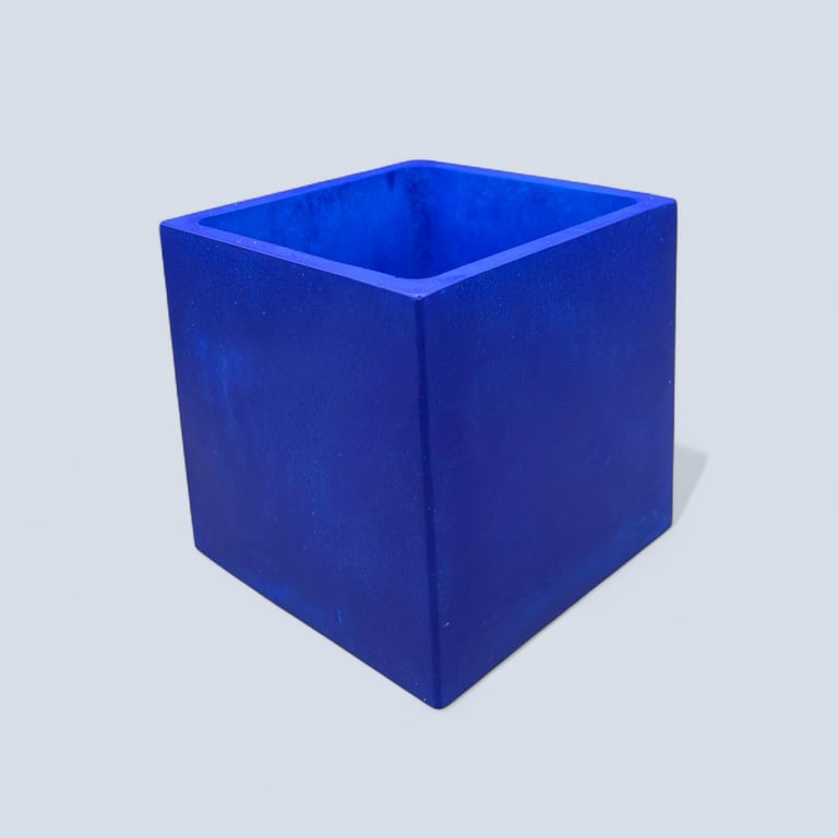 Prussian Blue 10cm Cubed Plant Pot - Square Planter 