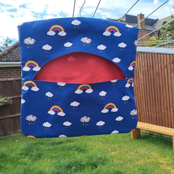 Rainbow and rain clouds peg bag