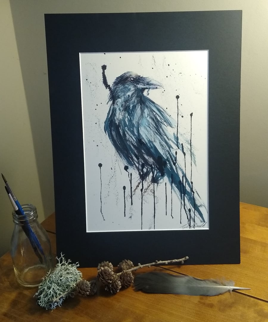 A3 or A4 Raven Art print from an original painting