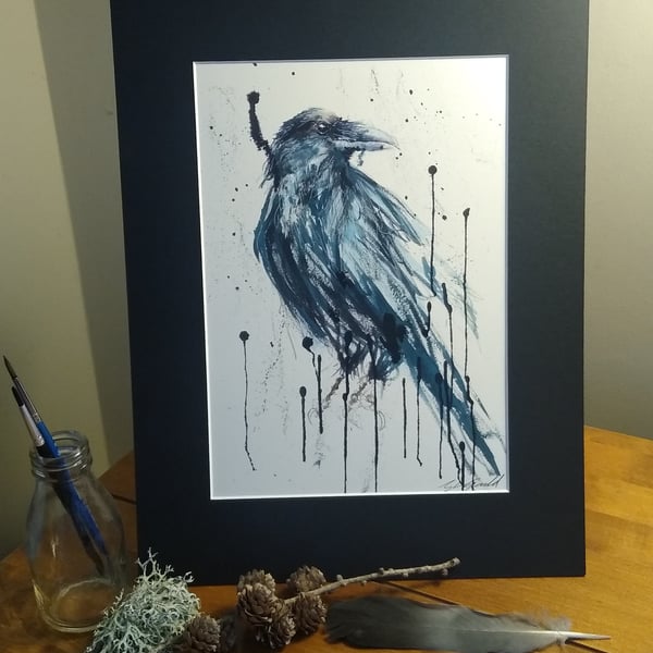 A3 or A4 Raven Art print from an original painting