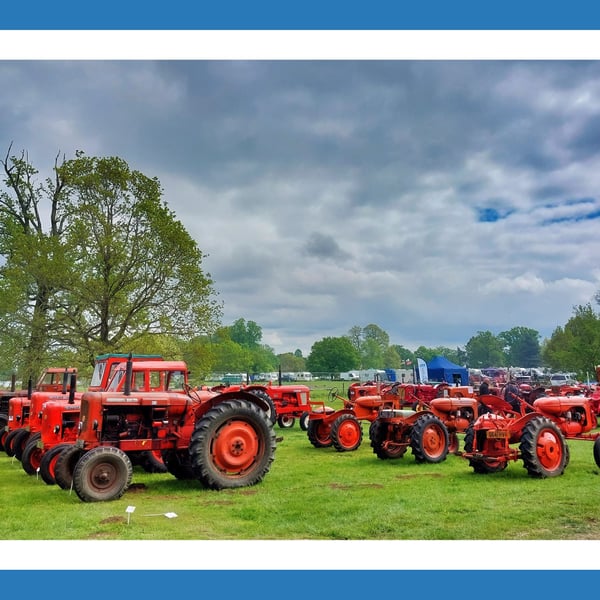 Vintage Orange ractors Greeting Card A5