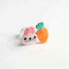 Tiny Rabbit and Carrot Mismatched Stud Earrings - Choice of Ear Posts