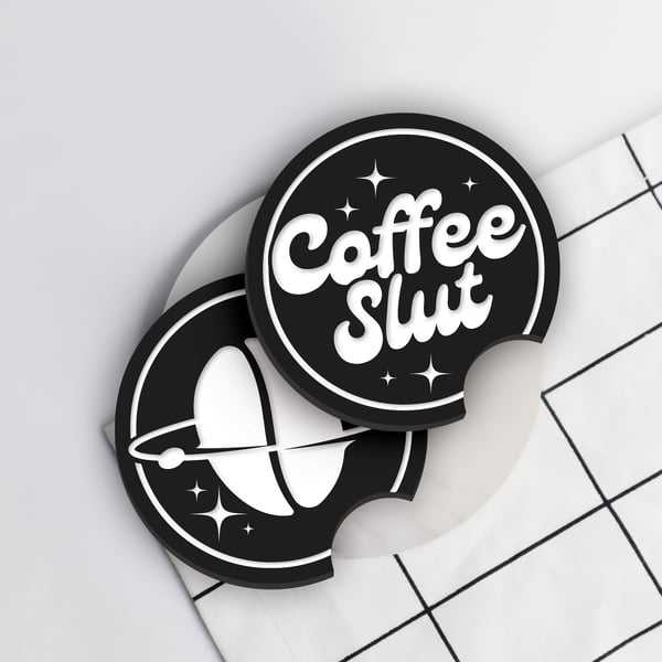 Coffee Slut Car Coaster Set: Cup Holder Girly Car Accessory, Car & Coffee Lover