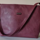 Handmade Minimalist Shoulder Bag - Deep Berry Faux Leather & Starry Sky Lining