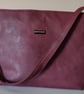 Handmade Minimalist Shoulder Bag - Deep Berry Faux Leather & Starry Sky Lining
