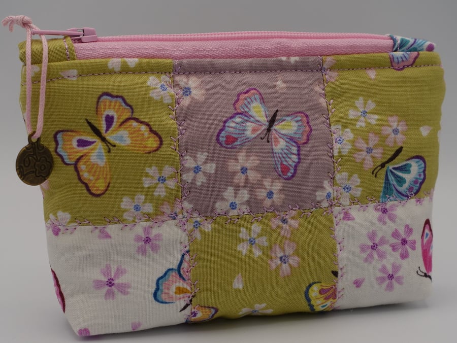 Six Patch Floral & Butterfly Make Up Bag