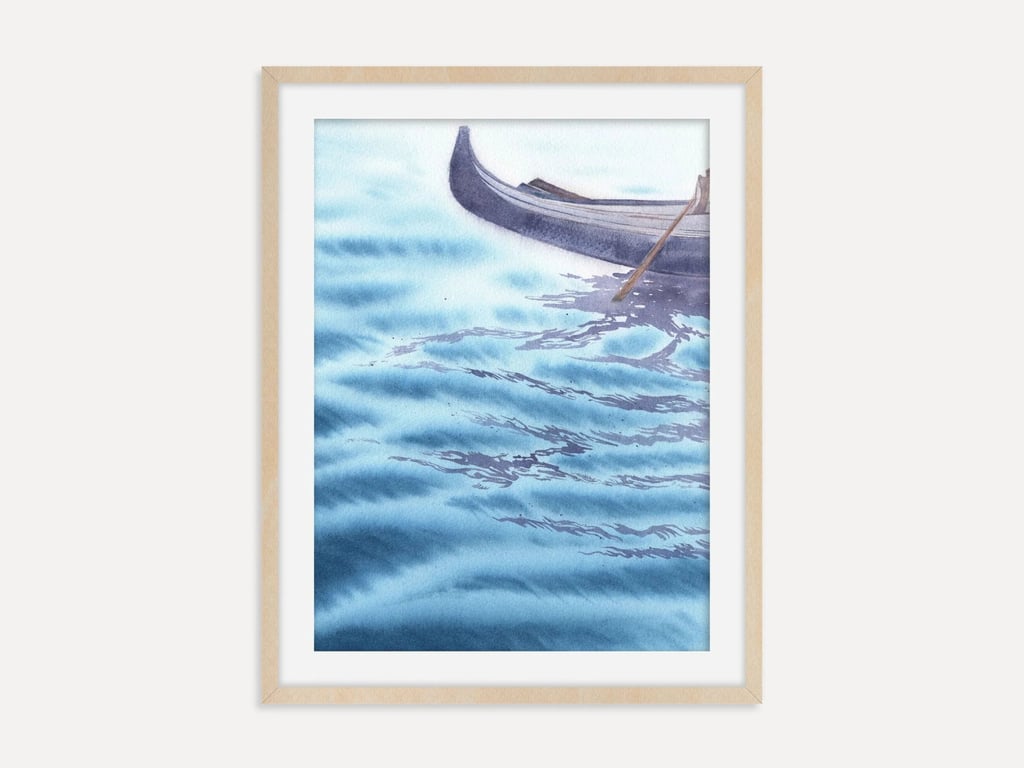 Gondola in Venice with Stunning Water Reflections - Archival Coastal Art Print