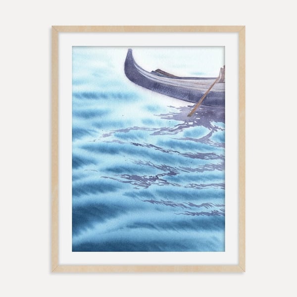 Gondola in Venice with Stunning Water Reflections - Archival Coastal Art Print