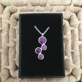 Delightful 4 Drop Pendant in Lavender-Pink and Silver