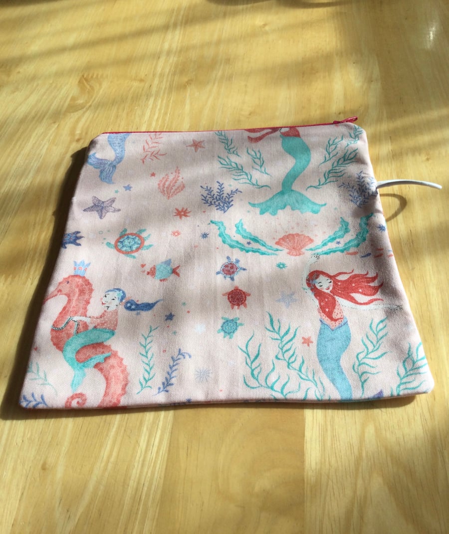 Mermaid Seahorse fabric zipper pouch