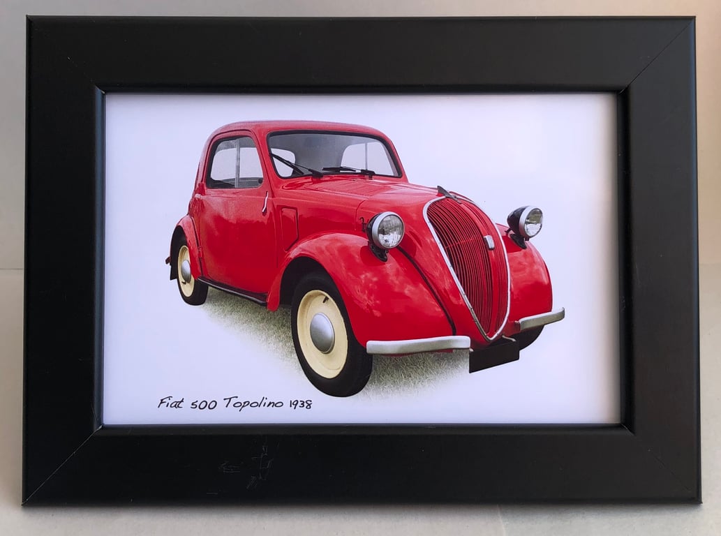 Fiat 500 Topolino 1938 - 4x6" Photograph in a Black or White frame