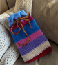 Random Stripes Hot Water Bottle Cover, Crocheted Cosy Holder, Drawstring Closure - Image 1