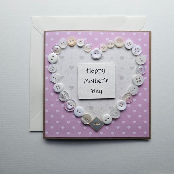 Pink and White Mother's Day Buttons Card Size 5" x 5"