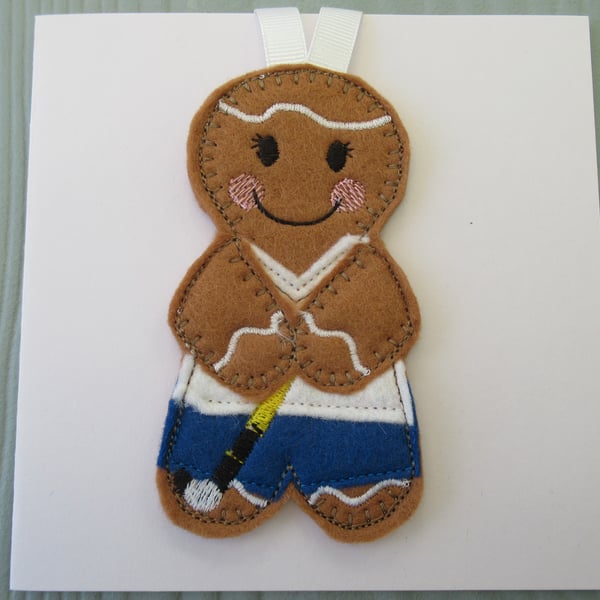 Hockey Player themed Hanging Decoration Gift Card