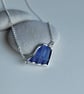 Blue Sea Glass Sterling Silver Necklace - Corrugated Triangle - Image 6