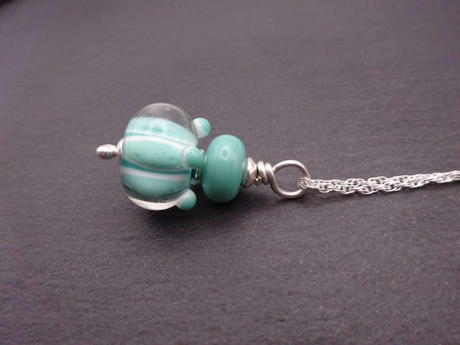 lampwork glass pendant necklace, sterling silver chain jewellery