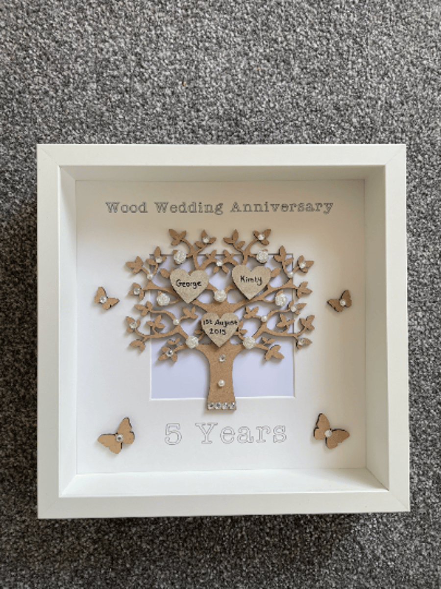 Wood Wedding Anniversary Frame, Wedding Gift, Personalised Frame, Gift For Them