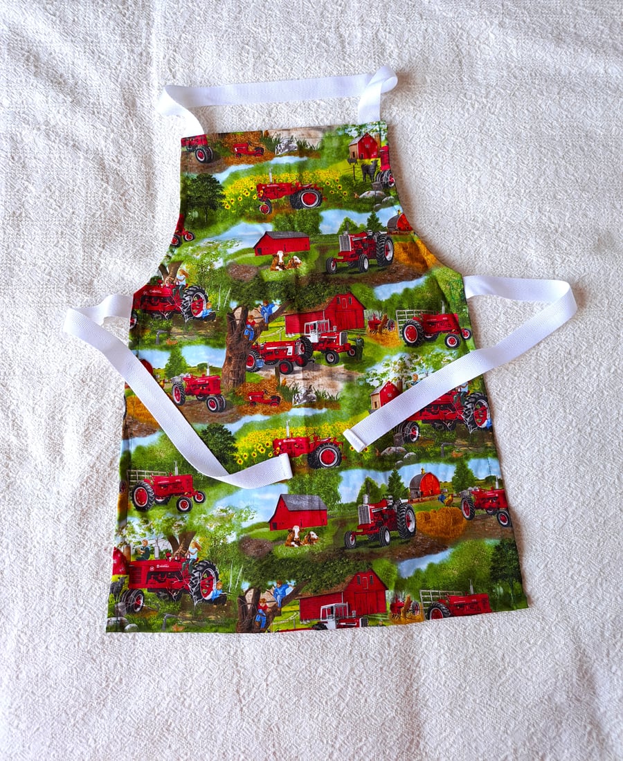 Tractors, Apron, age 6-10 years, hand made