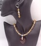 Jewellery Set with Yellow Topaz Beads, Cones and a Golden Brown Crystal Heart - Image 4