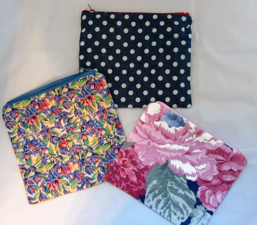 Seconds Sunday Zippered Pouches - Medium for make-up, Pencils or Storage