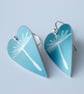 Dandelion seed heart earrings in blue - Image 2
